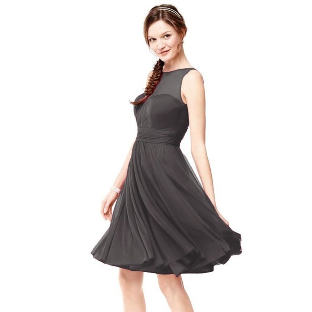 David's Bridal Mesh Illusion Sweetheart Mini Dress